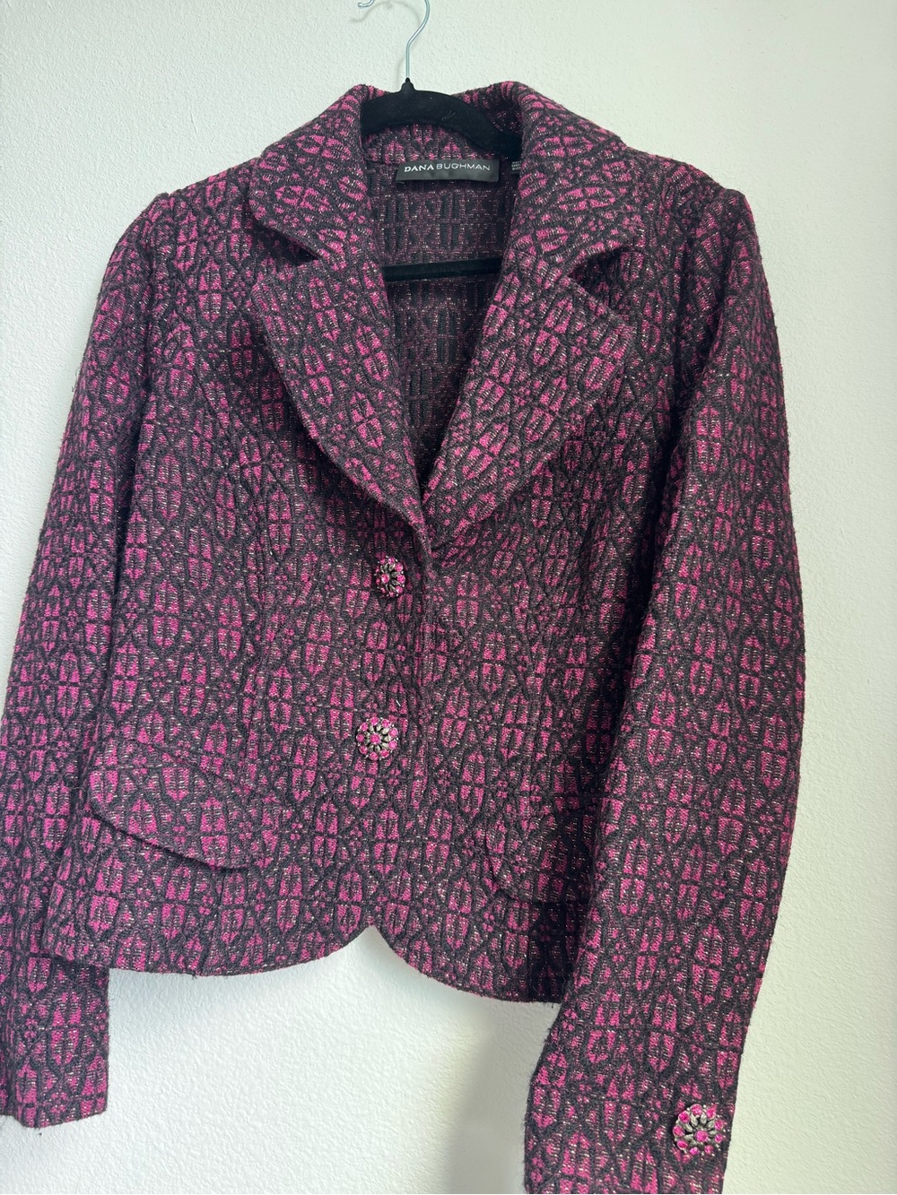 Dana Buchman Pink & Black Patterned Blazer - Picture 2 of 6